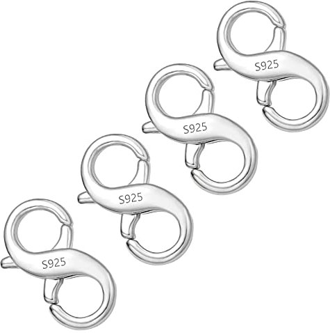 ALEXCRAFT 4Pcs Lobster Clasp Silver Necklace Clasps Lobster Clasp Double Lock Necklace Connector Double Opening Clasps Connector 13mm Double Clasps Jewelry Making Bracelet Necklace Closing Kit