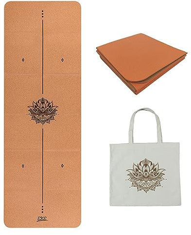 EKE 5mm dicke faltbare kork rutschfest yogamatte sport trainingsmatte leicht sportmatte fitnessmatte yoga mat faltbar reise matte gymnastikmatte with tasche