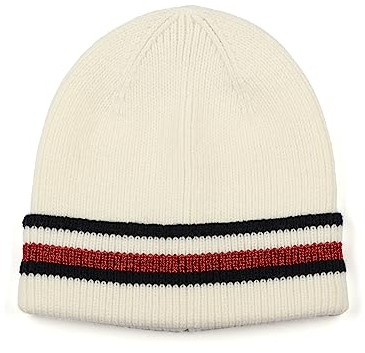 Tommy Hilfiger Damen Mütze mit Metallic-Streifen, Ecru Multi, Einheitsgröße