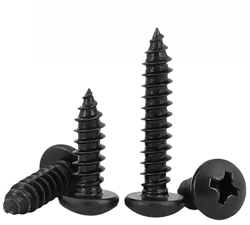 FandWay Viti Autofilettanti a Testa Bombato,Viti Per Legno Croce M5x12/16/20/30/40mm,Viti Testa Tonda a Phillips Completa Filettatura Acciaio Carbonio Nero per (20 per dimensione)