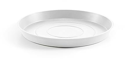Ecopots Soucoupe pour pot de fleurs Amsterdam blanc clair - Diamètre extérieur : 36 cm - Diamètre intérieur : 33 cm - Ronde - Grande soucoupe pour pot de plantes - En plastique recyclé - Pour