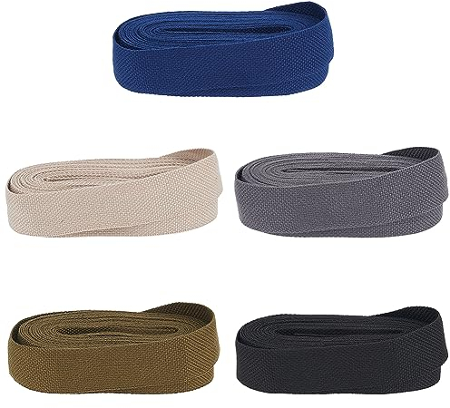 PH PandaHall 5 Rolle/22.9 m Baumwoll Gurtband Bandbesatz Aus Schwerem Baumwollgewebe Natürlicher Robuster Stil Flache Polyesterbänder Für Taschengriffe Gürtelherstellung Genähtes Nähen 2.6cm Breit