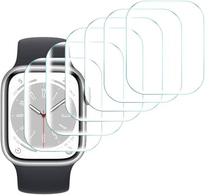 GIOPUEY Pellicola Protettiva per Apple Watch Series 9 41mm, [6 Pezzi] Flessibile TPU Schermo Protezione Pellicola [Extra-Sottile] [Anti-graffio] - Trasparente