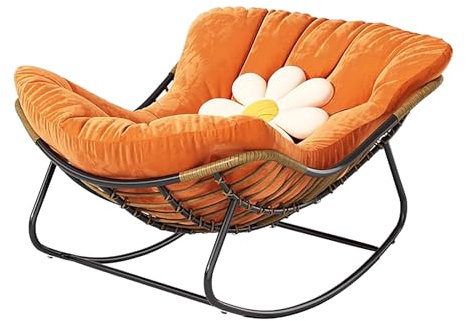 Tumbonas Jardin Exterior, Tapizada, Sillón Balancín, Silla Para Tumbarse O Dormir Perezoso, Simple Para Adultos Sillas Reclinables Para Patio Capacidad De Carga Máxima 150 Kg, Césped ( Color : Orange