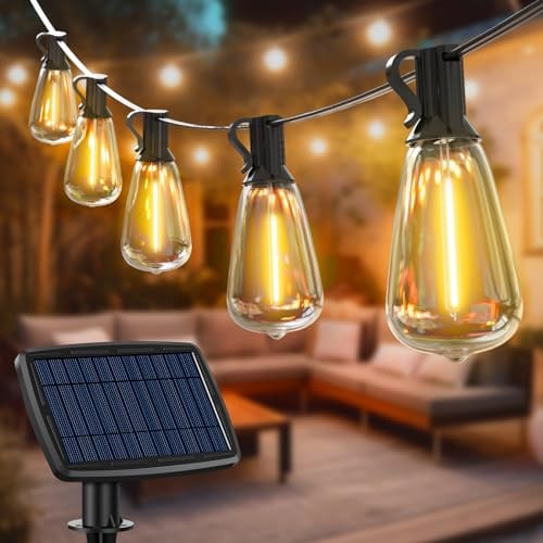 litogo Solar Lichterkette Aussen 36.5M - 50+3 ST38 LED Lichterkette Außen Solar Glühbirnen Wetterfest 5 Modi Solarlichterkette für Outdoor Garten Balkon Party Hochzeit Weihnachten Deko, Warmweiß