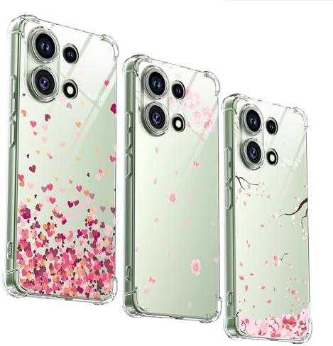 KJYLPO 3 Stück Hülle für Xiaomi Redmi Note 13 4G, Dünne Weiche TPU Silikon Transparent Stoßfest Schutzhülle Durchsichtige Handyhülle Kratzfest Case, Rosa