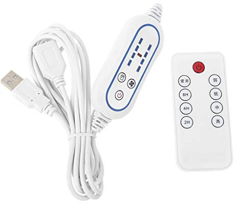 AGONEIR Telecomando USB Regolabile 4 Velocità con Temporizzazione 2-8 Ore Interruttore per Ventilatore USB Luce LED e Altro, Bianco