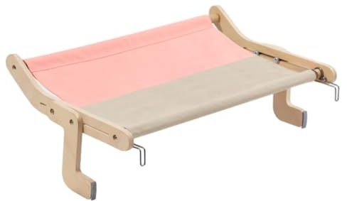 Nchdewui Hängende Katzenhängematte, Katzen Hängematte Fensterliege, Holz Katze Fenster Sitzstangen, Sonnenbad Hängematte Katze, Geeignet für Fensterbänke Nachttische Balkon (pink)