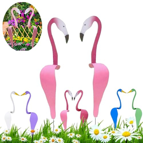 tanzende vögel garten,tanzende vögel,tanzender flamingo-gartenstecker,flamingo garten,flamingo aus metall,flamingo deko garten,florida tanzende vögel garten metallkunst,tanzender flamingo-A||2pcs