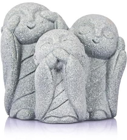 oliruim Mini-Stein-Buddha-Statue, Zen-Heimdekoration, Bürodekoration, Auto-Dekor, meditierende Dekoration, Happy Buddha-Statue (Kein Böses sehen, kein Böses hören, kein Böses sprechen)