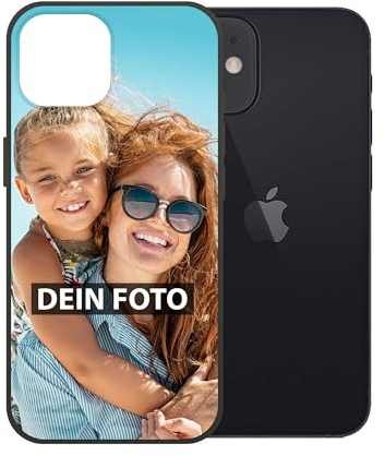 PR Print Royal Personalisierte Handyhülle für Apple iPhone 12 - Selbst gestalten mit Foto und Text - Schwarze Hülle aus Silikon für iPhone 12