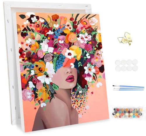 MEIYUDA Encadré Peinture par Numero Adulte, Filles Fleurs DIY Peinture à l'huile par Numéros sur Toile Artisanat avec Pinceaux Peintures Acryliques, Decoration Maison Cadeau 30x40cm