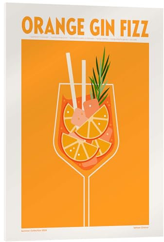 Posterlounge Orange Gin Fizz Tableau en verre acrylique 50 x 70 cm Orange Tableaux Décoration murale