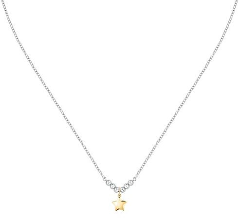 Morellato Damen Halskette Edelstahl Stern Perlen Kollektion Talisman Schmuck Geschenk für Lehrer SAIX22 Stahllegierung