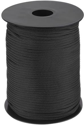 QUARKZMAN 3mm Cuerda de Polipropileno Trenzada, 100m Nylon Cuerda Nailon Hilo de Abalorios Cordón Trenzado Hueca para Manualidad DIY Tendedero, Camping, Bisutería, Negro
