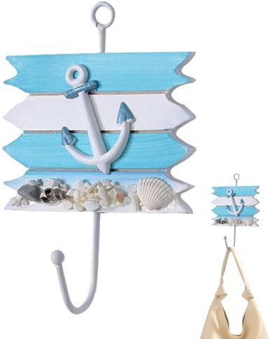 Dekorativer Haken Mit Küstenmotiv, Wandorganisator Mit Küstenmotiv, Muschel-Wandhaken, Wandhaken Mit Strandmotiv, 17,2 X 12 X 4,5 Cm/6,77 X 4,72 X 1,77 Zoll Für Den Innenbereich, Den Eingangsbereich,