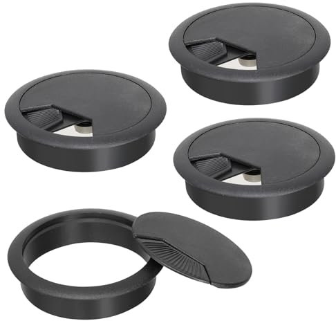 Arcjunys Desk Grommet 60mm Round Desk Cable Hole Cover Cable Grommet Desk Hole Cover Cable Hole Cover Desk Cable Grommet Desk Plug Hole Cover Cable Grommets for Home and Office Table Black 4 Pcs