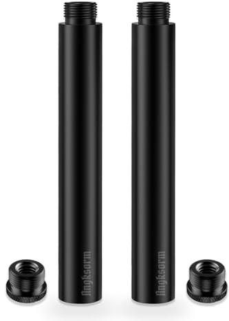 6-INCH Mic Stand Extension Tubes/Rods Parts (2PCS), Universal 5/8-27 Thread, Fits Most Mic Booms, Gooseneck Arms, Bases