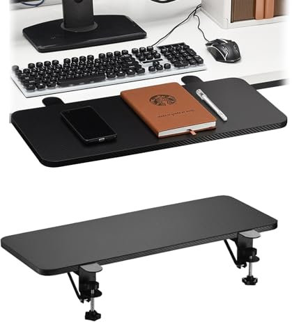 FYLDQAXU Desk Extender Tray for Keyboard and Mouses, Foldable Keyboard Tray, Clamp on Table Mount, with Metal Foldable K-Type Bracket/Black/55 * 25Cm (Black 65 * 25Cm)