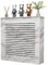 HSWOYEA Contemporary Horizontal Slat Radiator Cover - Stylish PVC Wood Plastic Board Cabinet for Living Room/Bedroom/Kitchen - Marble Texture Design - White - 70x80x25cm