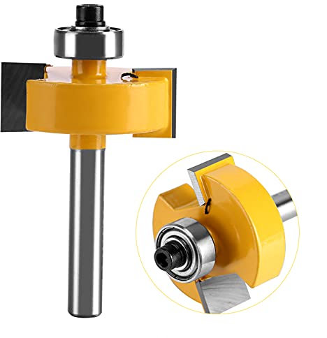 Router Bits, 1/2H Shank Rabbet Router Bit Router Bit Set with 7 Bearings Set for Solid Wood Particle Board Plywood