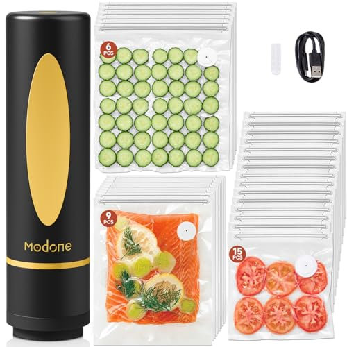 Vacuum Sealer, Food Saver Vacuum Sealer Machine, Compact Handheld Vacuum Sealers with 30 Reusable Vacuum Seal Bags for Freshness Preservation Food Storage