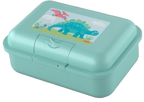 HABA Brotdose Dino (Türkis) mit Trennfach – Robuste Snackbox für Kinder, spülmaschinengeeignet, ideal für Schule, Kita & Reise – 2012442005