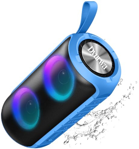 Dyurwa Portable Bluetooth Speaker with 24W Stereo Sound, Speakers Wireless Bluetooth 5.3 with 12H Playtime, IPX6 Waterproof and RGB lights, Built-in Mic Outdoor Speaker for Home/Hiking/Party/Travel