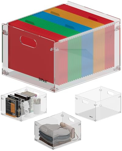 Silreck Acrylic File Organizer I Clear Box for File, File Holder, Office Accesories Organizer I Desk Top File Organizer, Multipurpose Use