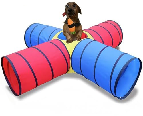 Dog Agility Tunnel for Small & Medium Dogs and Puppies – Durable Oxford Fabric, Pop-Up Exercise & Training Toy for Indoor Outdoor Play, Interactive Pet Tunnel with Storage Bag