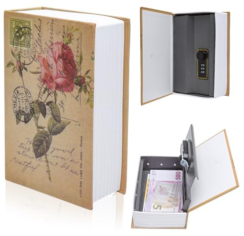 Cassaforte per libri con lucchetto a combinazione – libro cassaforte segreto per soldi, gioielli, chiavi – scatola di sicurezza libro portatile per casa, ufficio e viaggio