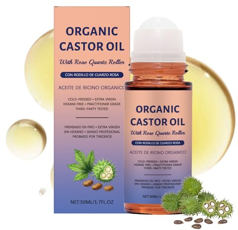 Organic Castor Oil for Skin - Nautral Roller-On Castor Oil Organic for Face & Body - Deeply Nourishing Body Oils with Caster Oil,Rosehip Oil,Tea Tree O-il - Gentle & Effective Body Oils for Women