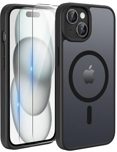 TQIAHF Cover Custodia Magnetica per iPhone 15, Nero