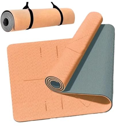 Rutschfeste Yogamatte, reißfeste Pilates-Fitnessmatte mit Tragegurt und Tasche for Frauen(61 Dark Blue)