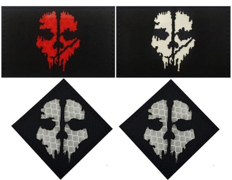 ODSS Kompatibel mit Call of Duty Ghost Tactical Moral Patches, leuchtet im Dunkeln und reflektierendes Design, Hakenverschlüsse auf der Rückseite mit Schlaufe, Militärabzeichen