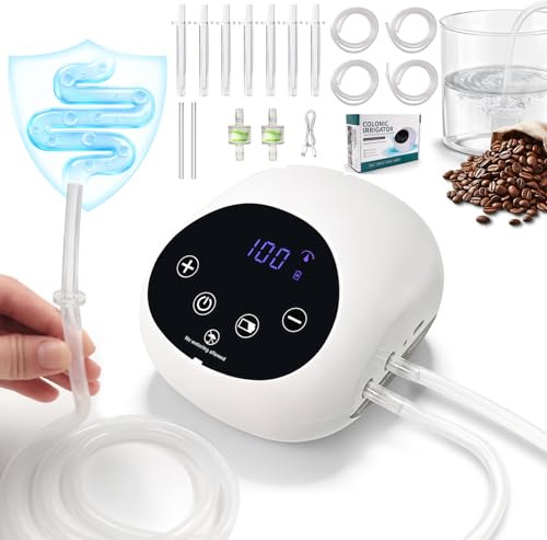 Kit de Lavement Électrique pour Nettoyage du Côlon, Enema au Café pour Hommes et Femmes, Système de Lavement au Café Biologique avec Écran LCD,100 Niveaux de Contrôle du Débit et de la Pression