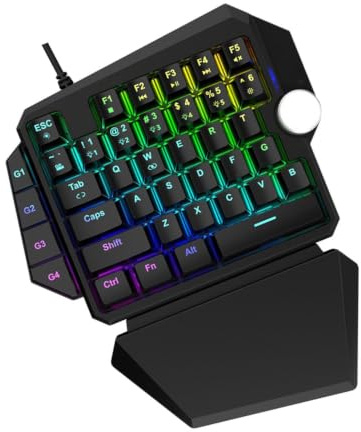 DIYEAH One-handed Mechanical Gaming Keyboard 39 Keys Rgb Backlight USB Wired Black for PC Game Setup