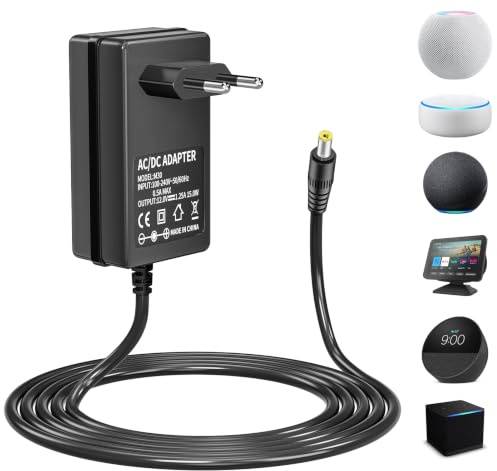 RFNAYK 15W Cavo di Ricarica Alimentatore per Echo Dot - 3a 4a 5a Gen, Caricatore Adattatore di Corrente per Echo Spot/Dot 3a/TV Cube/Pop/Show 5 1a 2a, 12V 1.25A Adattatore di Alimentazione