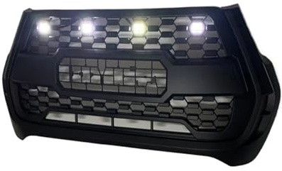 Modifizierter LED-Frontgrill, Kompatibel Mit Toyota Hilux Revo 2021 2022, Frontstoßstangenmaske, Mesh-Renngrills, Auto-Obergitter-Kühlergrill(Grill White LED)