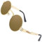 CGID Retro Sonnenbrille im Steampunk Stil runde Metallrahmen Polarisiert Brille Herren Damen Gold Rahmen Braun Gläser Verspiegelt, CAT3, CE, E73