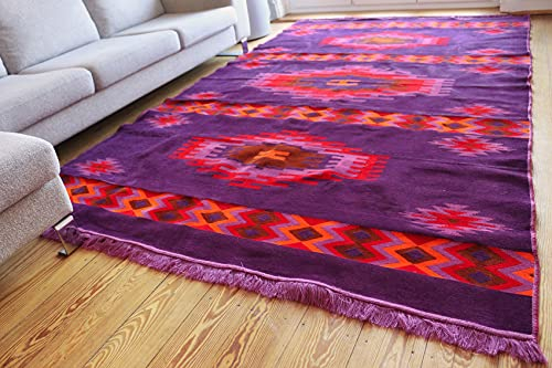 Damaskunst, Violett,Purple,lila,Braun,Rot,Orange 200 cm x 300 cm,Kelim Orient,Wand Teppich,Carpet, Rug, S 1-6-83