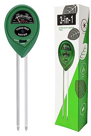 Medidor de pH del suelo, sensor de humedad del suelo, kit de prueba de humedad del suelo/luz/pH para el cuidado de plantas de interior/exterior (no necesita batería)