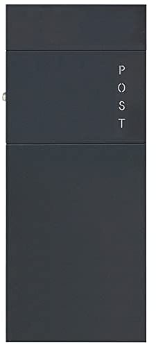 Standbriefkasten Safepost 22-9 anthrazit-grau (RAL 7016) freistehender Briefkasten mit Druckzylinder seitlich Postkasten modern