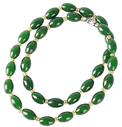 Yigedan Halskette Mit Runden Edelsteinperlen Aus Natürlicher Grüner Jade, Weiterer Schmuck