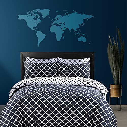 Indus Textiles 100% Pure Cotton Reversible Patterned Duvet Cover Sets Spades Black, Single