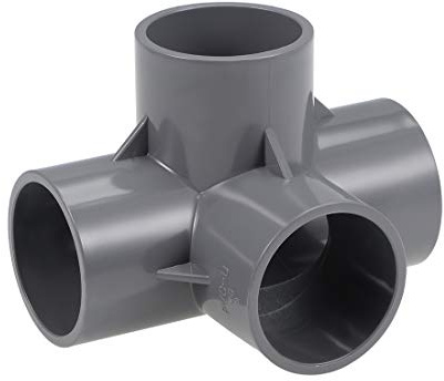 sourcing map 2Pcs Raccord 4 Voie Tuyau PVC coudé T Gris 40mm | pour Meuble irrigation