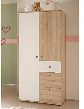 möbelando Kinder-Kleiderschrank Drehtürenschrank Schrank Babyzimmer Floris I