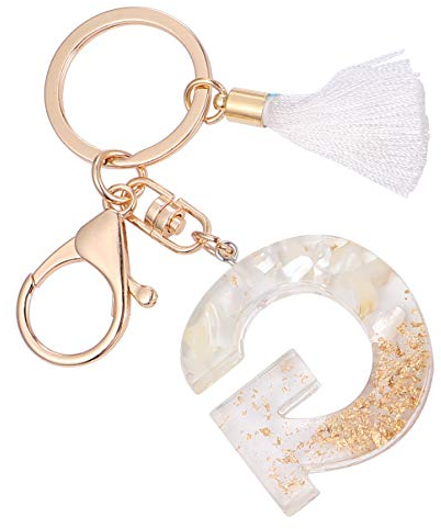 Kreativer Schlüsselanhänger Buchstabe G Aus Acryl Mit Quaste – Elegantes Design Für Handtaschen, Rucksäcke Und Schlüsselbund Dekoration (Weiß)