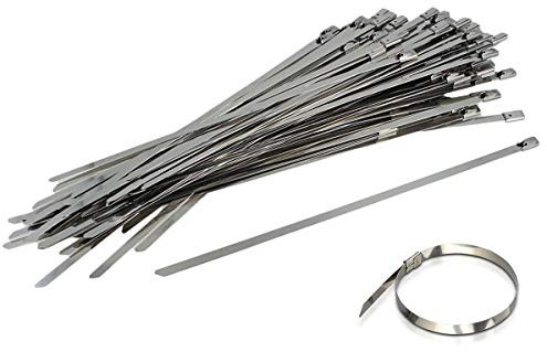 LEDLUX 100 Pezzi Fascette In Acciaio INOX Larghezza 4.6mm Stringitubo Metalliche Inossidabile Grado 304 Per Legare Fili Cavi Tubi (350mm)