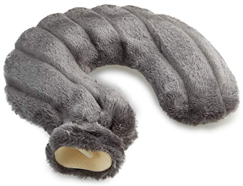 CityComfort Neck Hot Water Bottle with Removable Fleece Cover, Wrap Around Hot Water Bottles for Body, Neck and Shoulder - Pampering and Gift Idea for Him and Her (Dark Grey)